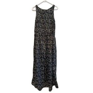 Mango Leopard Maxi Dress Women Sleeveless Size 6 Medium Animal Print Green Black